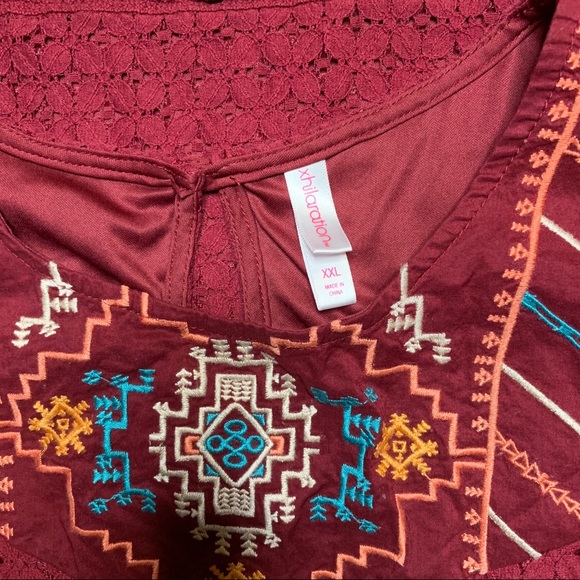 Xhilaration Red Eyelet Embroidered Tank Blouse - Picture 4 of 4